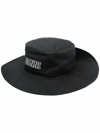 Ganni Womens Phantom Logo-embroidered Organic-cotton Bucket Hat In Black