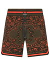 Amiri Bandana-jacquard Cotton And Cashmere-blend Drawstring Shorts In Brown