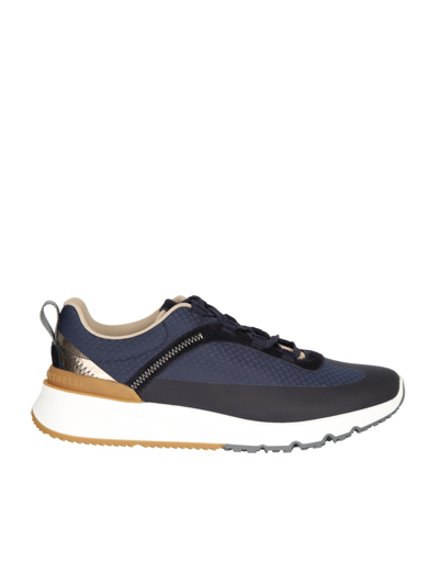 Brunello Cucinelli Mens Grey Fabric Sneakers In Blue