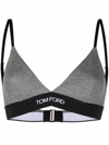 Tom Ford Logo-underband Cashmere Triangle Bra In Grey