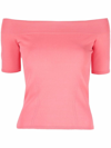 Alexander Mcqueen Cold-shoulder Knitted Top In Pink