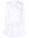 Alexander Mcqueen White Ruffle-detail Shirt Dress In White
