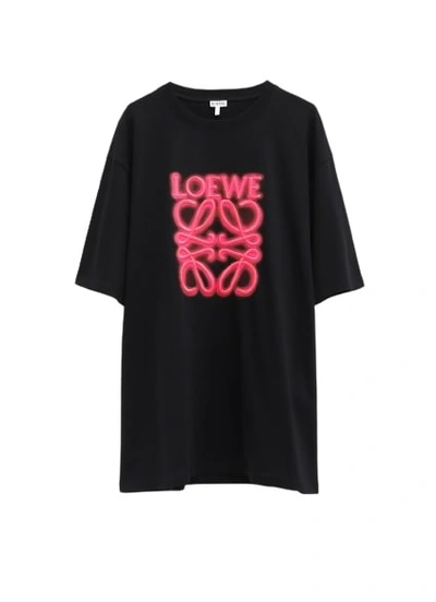 Loewe Neon T-shirt In Cotton In Black