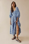 Free People Dahlia Embroidered Maxi Dress In Skies Combo