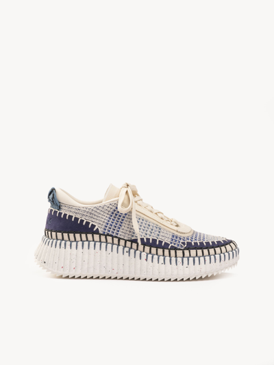 Chloé Baskets Nama Femme Bleu Taille 36 70% Polyester, 15% Nylon, 10% Coton, 5% Polyuréthane Thermoplastiq In Blue