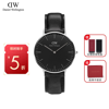 Daniel Wellington Classic Sheffield Leather Strap Watch, 36mm In Black/ Silver