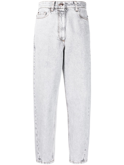 Brunello Cucinelli Tapered Cropped Jeans In Grey