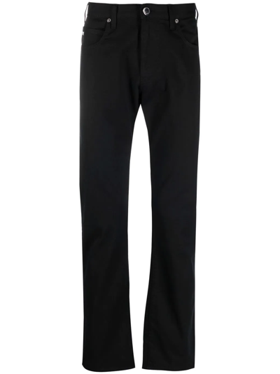 Emporio Armani Straight-leg High-rise Trousers In Black
