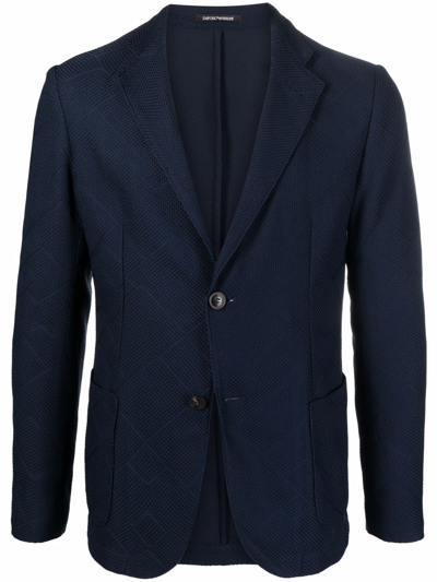 Emporio Armani 单排扣贴身西装夹克 In Blue