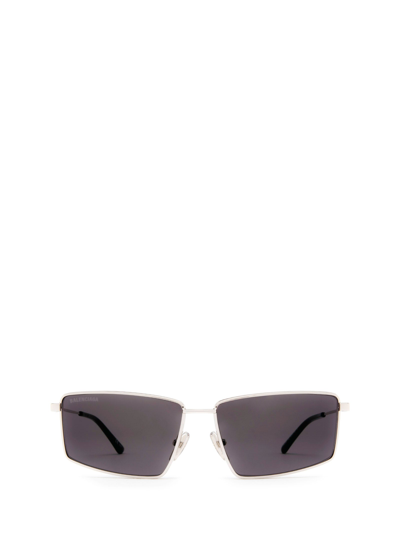 Balenciaga Logo-print Rectangular-frame Sunglasses In Silver