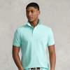Ralph Lauren Custom Slim Fit Mesh Polo Shirt In Aqua Verde