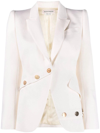 Alexander Mcqueen Button Embellished White Blazer In White