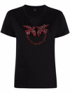 Pinko Cotton T-shirt With Love Birds Embroidery In Black