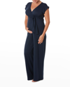 Cache Coeur Maternity Origin Surplice Jumpsuit In Indigo