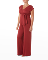 Cache Coeur Maternity Origin Surplice Jumpsuit In Terracotta