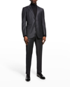 Zegna Men's Wool Tic-weave Suit In Dk Gry Sld