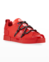 Dolce & Gabbana Sneaker Portofino In Vitello E Vernice Colore Rosso In Mltr/black