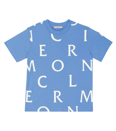 Moncler Babies' 印花棉质t恤 In Blue