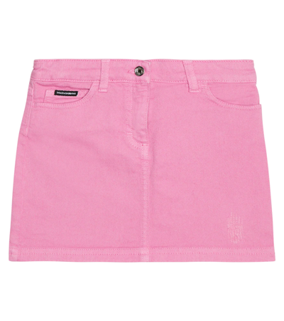 Dolce & Gabbana Kids Stretch-cotton Denim Skirt (2-6 Years) In Pink