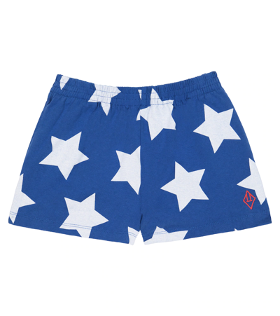 The Animals Observatory Kids' Star Print Cotton Sweat Shorts In Navy