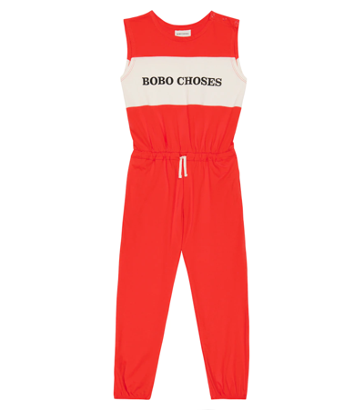 Bobo Choses Kids' Logo Cotton Jersey Jumpsuit In 600 Red