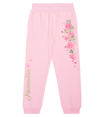 Monnalisa Kids' Printed Cotton-blend Sweatpants In Pink