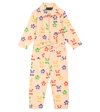 Mini Rodini Printed Linen And Cotton Jumpsuit In Beige