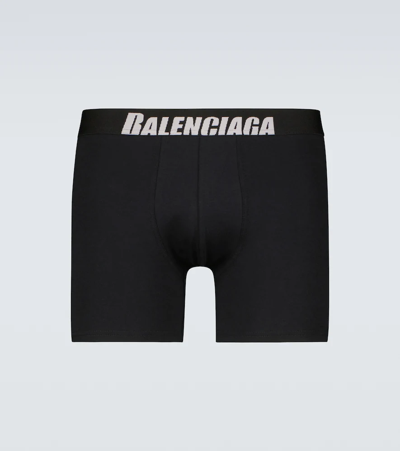 Balenciaga Branded-waistband Stretch-cotton Boxers In Black