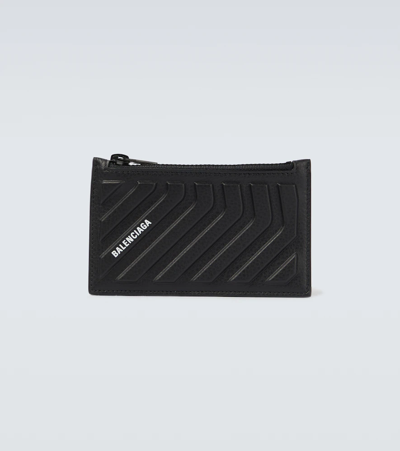 Balenciaga Car Logo-print Embossed-leather Wallet In Black