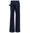 Bottega Veneta Embroidered Rigid Low-rise Flared-leg Jeans In Indigo