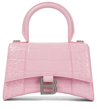 Balenciaga Hourglass Xs Leather Crossbody Bag In Candy Pink