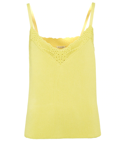 Balenciaga Lace-trimmed Ribbed-knit Top In Yellow