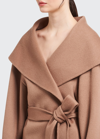 Prada Cashmere Self-tie Wrap Coat In Camel