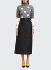 Prada Belted Gabardine Midi Skirt In Black