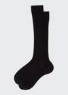 Prada Superfine Ribbed Knit Socks In F0002nero