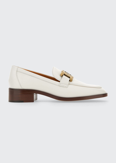Tod's Kate Leather Chain Loafers In White