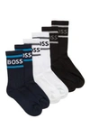 Hugo Boss Three-pack Of Short Socks With Stripes And Logo- Patterned Men's Casual Socks Size 7-13