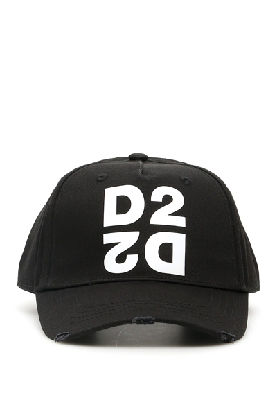 Dsquared2 D2 Logo Baseball Cap In Black