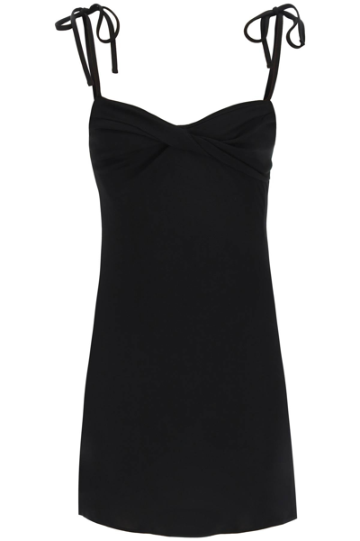 Off-white Jersey Twisted Mini Dress In Black