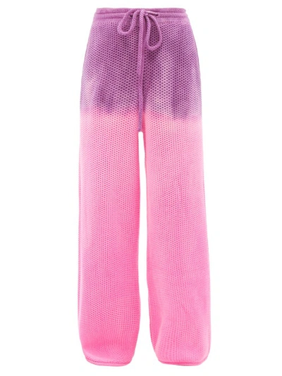 The Elder Statesman Dip-dyed Cashmere Track Pants In Pink Multi