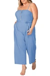 Standards & Practices Tie Waist Sleeveless Wide Leg Jumpsuit In Bleach Blue