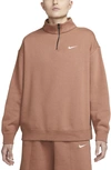 Nike Sportswear Quarter Zip Pullover In Mineral Clay/ White