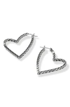 John Hardy Sterling Silver Classic Chain Manah Textured Heart Hoop Earrings In Silver