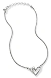 John Hardy Manah Interlocking Pavé Diamond Heart Necklace In Silver