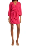 FRAICHE BY J LONG SLEEVE TIE FRONT DRESS