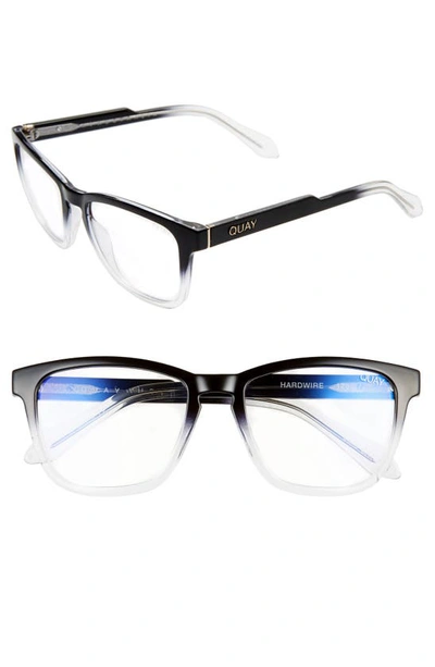 Quay Mini Hardwire 50mm Blue Light Filtering Optical Glasses In Black/ Clear Blue Light Lens