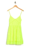 Nsr Stretch Knit Lace Mini Dress In Neon Yellow