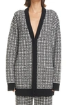 Givenchy Black & White Cashmere 4g Long Cardigan In White/ Black