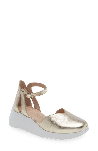 Wonders Ankle Strap Platform Pump In Platino Leather