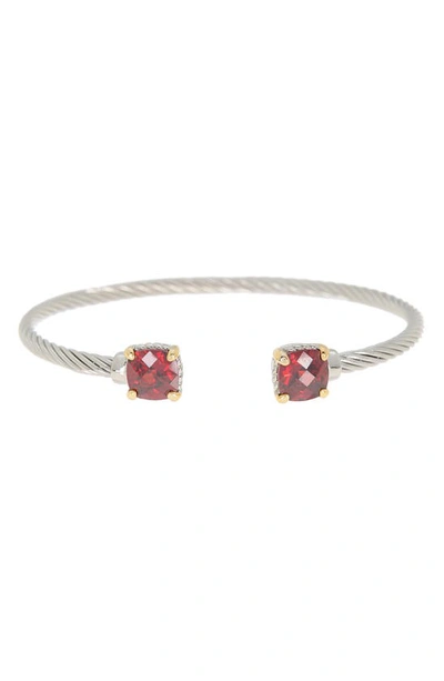 Meshmerise Meshmerize Prong Set Ruby Twisted Cable Cuff Bracelet In White